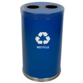 WITT Emoti-Can 2-Opening Indoor Steel Recycling Receptacle - 18" diameter, Blue